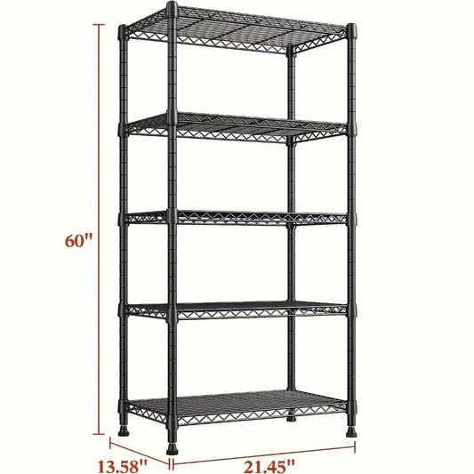5-Tier Heavy-Duty Wire Shelving Unit with Adjustable Shelves and Tool-Free Assembly detail image