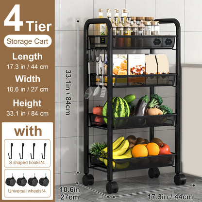 Kitchen Storage Cart shown in the 4 Layers Of Black option