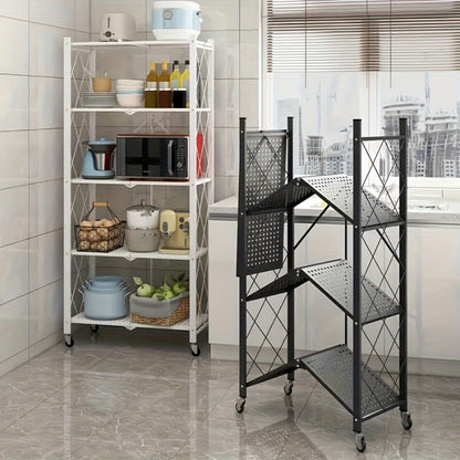 5-Tier Outdoor Storage Rack with Rolling Wheels and Tool-Free Assembly for Patio detail image