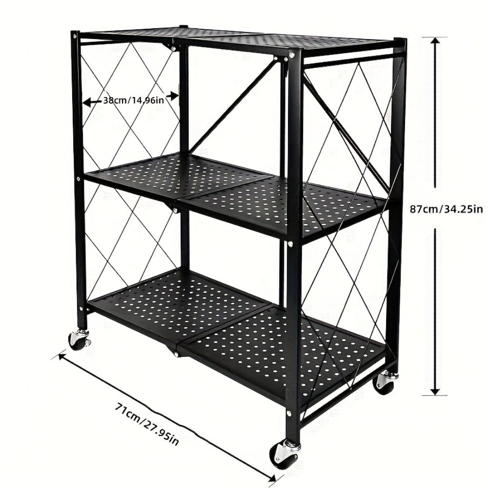 5-Tier Outdoor Storage Rack with Rolling Wheels and Tool-Free Assembly for Patio detail image - detail view 3