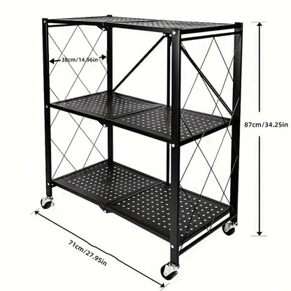 5-Tier Outdoor Storage Rack with Rolling Wheels and Tool-Free Assembly for Patio detail image - detail view 3