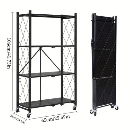 5-Tier Outdoor Storage Rack with Rolling Wheels and Tool-Free Assembly for Patio detail image - detail view 5