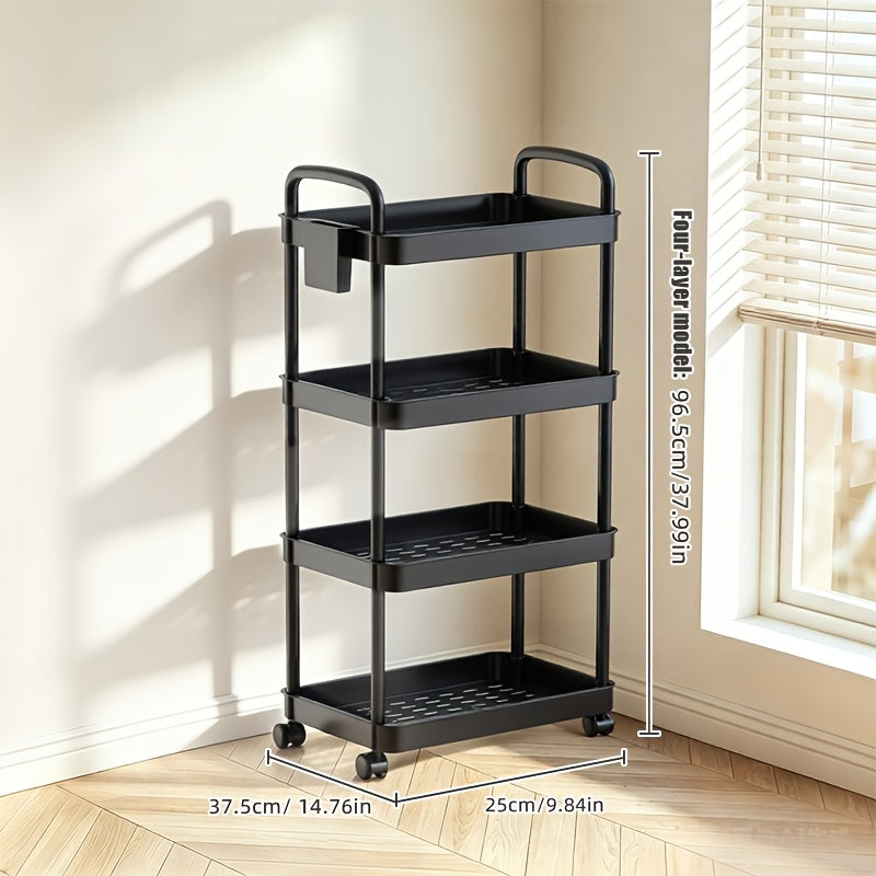 Rolling Utility Cart shown in the black, 4-Tier option