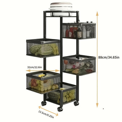 5-Tier Rolling Storage Rack with Rolling Wheels for Organized Everyday Storage in Bathroom detail image - detail view 4