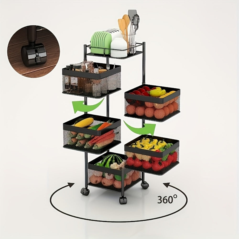 5-Tier Rolling Storage Rack with Rolling Wheels for Organized Everyday Storage in Bathroom detail image - detail view 8