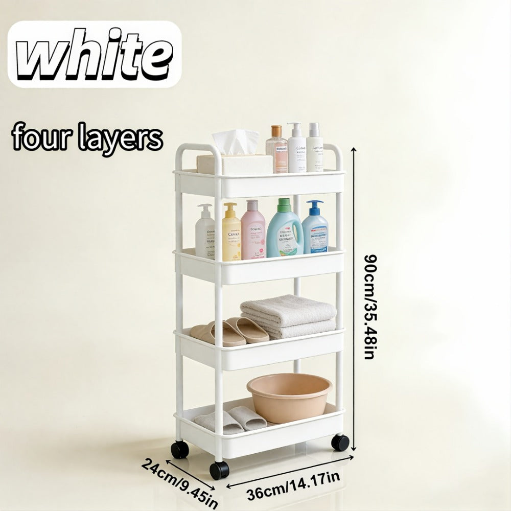 5-Tier Rolling Storage Trolley Rack with Rolling Wheels and Open Shelves for Bedroom detail image - detail view 11