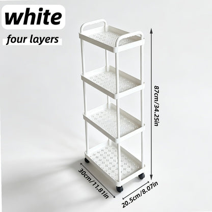 5-Tier Rolling Storage Trolley Rack with Rolling Wheels and Open Shelves for Bedroom detail image - detail view 3