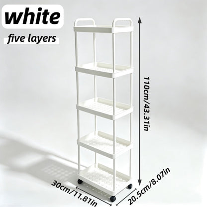 5-Tier Rolling Storage Trolley Rack with Rolling Wheels and Open Shelves for Bedroom detail image - detail view 5