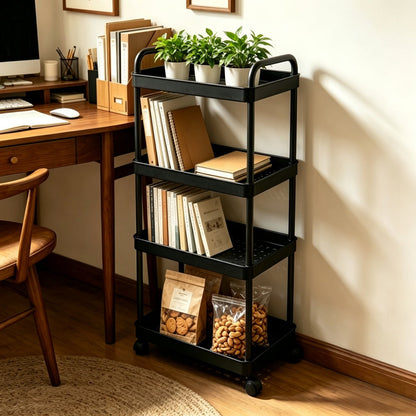 5-Tier Rolling Storage Trolley Rack with Rolling Wheels and Open Shelves for Bedroom detail image - detail view 8