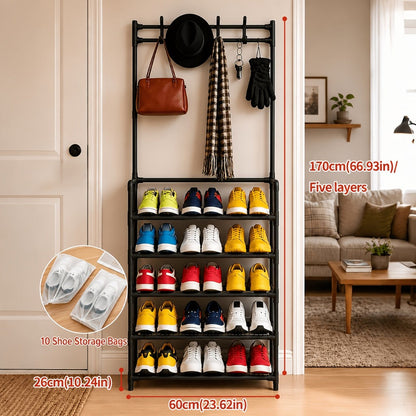 5-Tier Shoe Rack, Freestanding Shoe Storage Rack for Entryway detail image - detail view 11