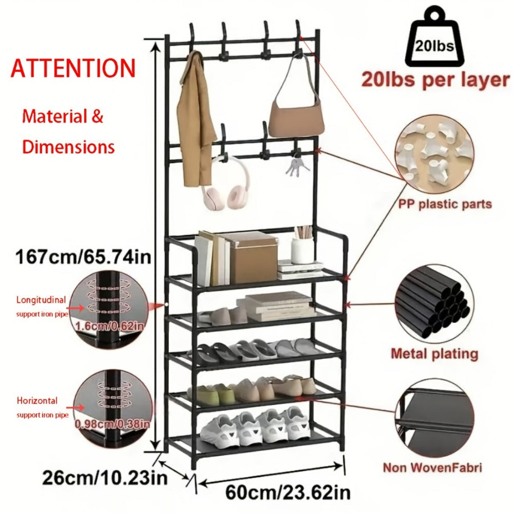 5-Tier Shoe Rack, Freestanding Shoe Storage Rack for Entryway detail image - detail view 9