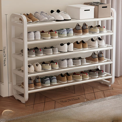 Shoe Rack shown in the White 5-layer shoe rack, can hold 18 pairs of shoes option
