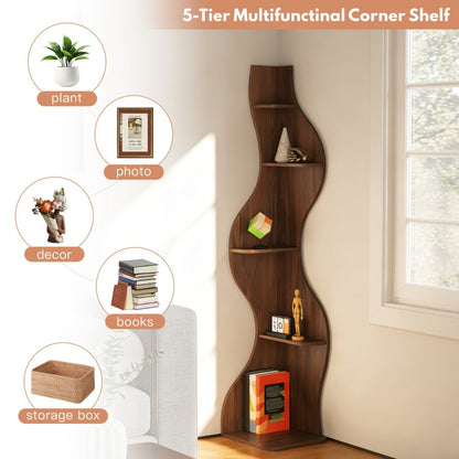5-Tier Wall-Mounted Bookshelf with Multiple Color Options for Living Room detail image - detail view 11