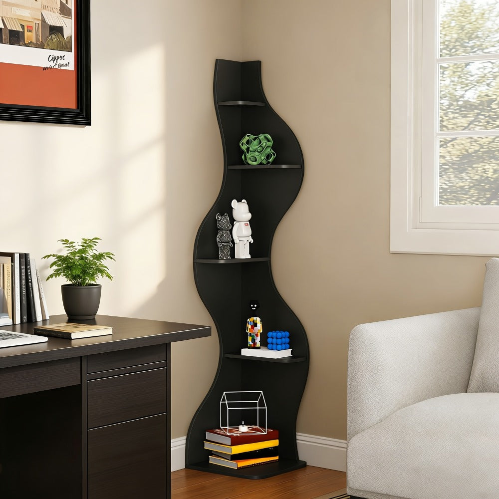 5-Tier Wall-Mounted Bookshelf with Multiple Color Options for Living Room detail image - detail view 13