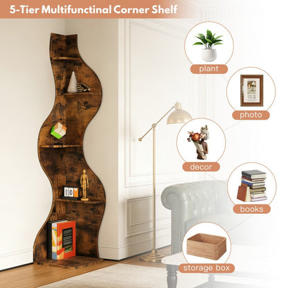 5-Tier Wall-Mounted Bookshelf with Multiple Color Options for Living Room detail image - detail view 6