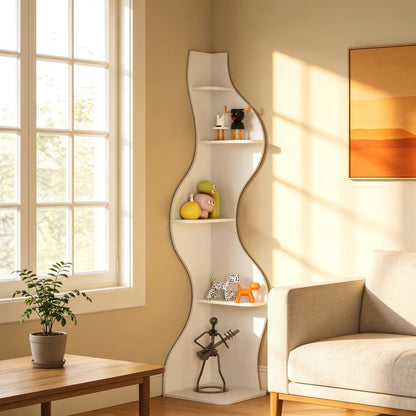 Bookshelf, 5 Tier Corner Wall-Mounted Bookcase, Freestanding Corner Storage Rack shown in the main product view