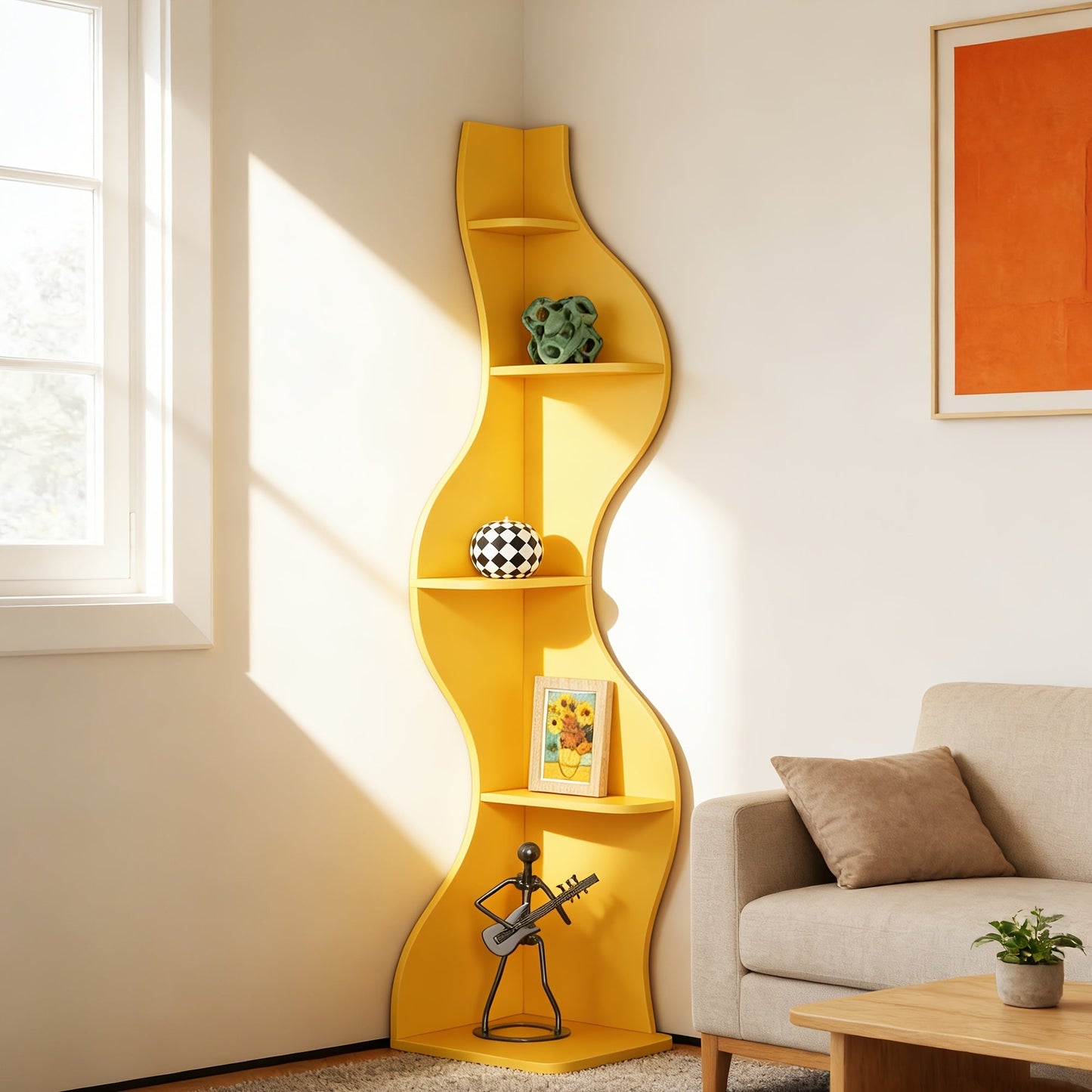 Bookshelf shown in the Yellow option