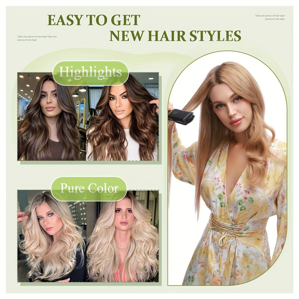 Hair Extensions Straight Brazilian Remy Human Hair Tape-In Set with 10 Pieces, 12–24-Inch Lengths and 11 Colors