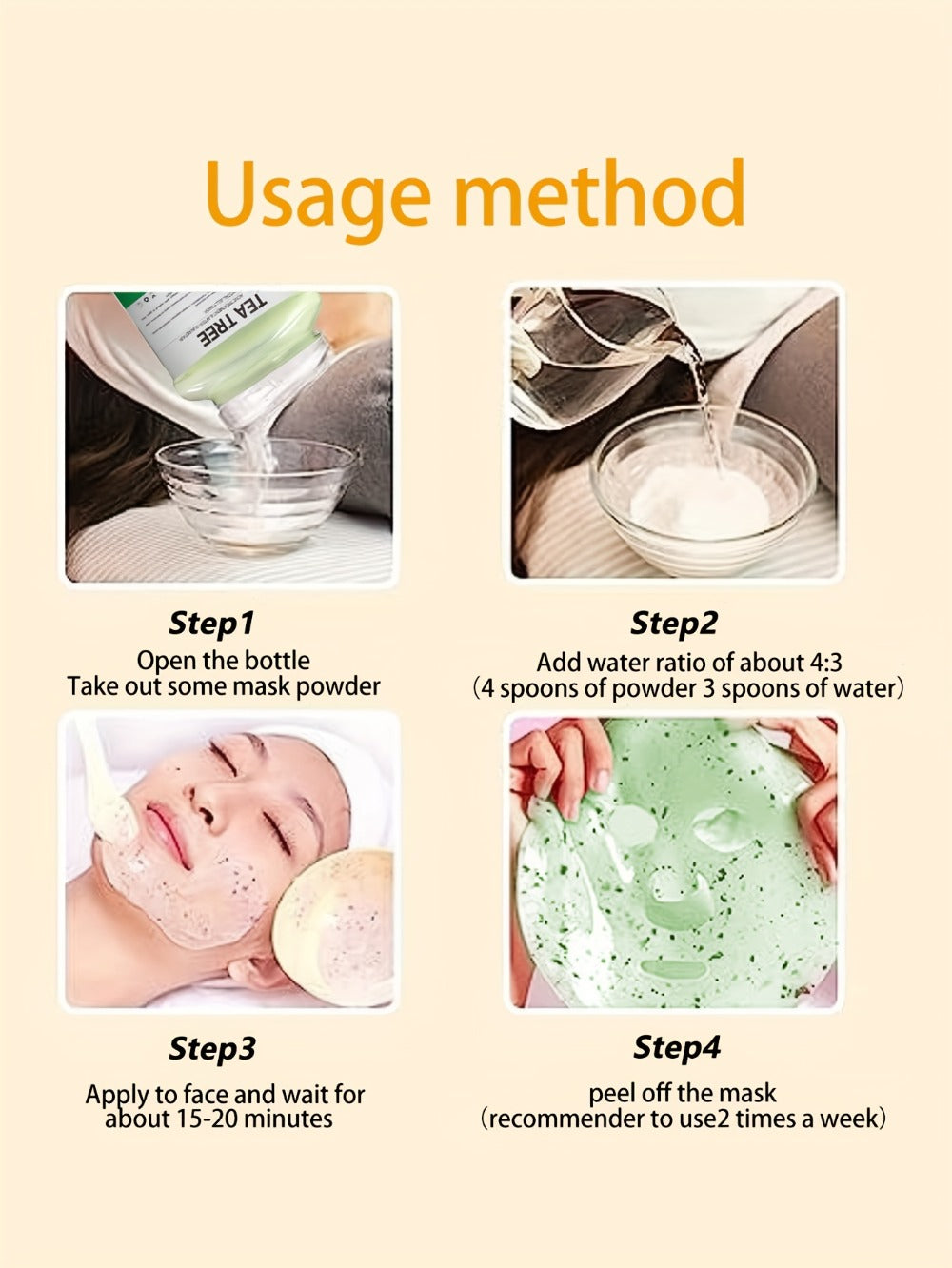 12.3 oz Tea Tree Jelly Mask Powder with Hydrogel Peel-Off Format for Home or Salon Skin Care