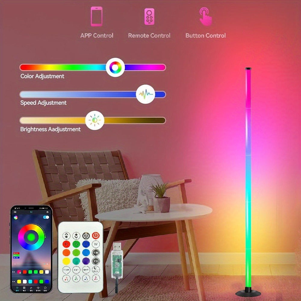 RGBICB Smart LED Floor Lamp App & Remote Control – Intelligent Mood Atmosphere Backlight Modern Design for Home Office Gaming Study Bedroom Holiday Gift 1 or 2 Pack