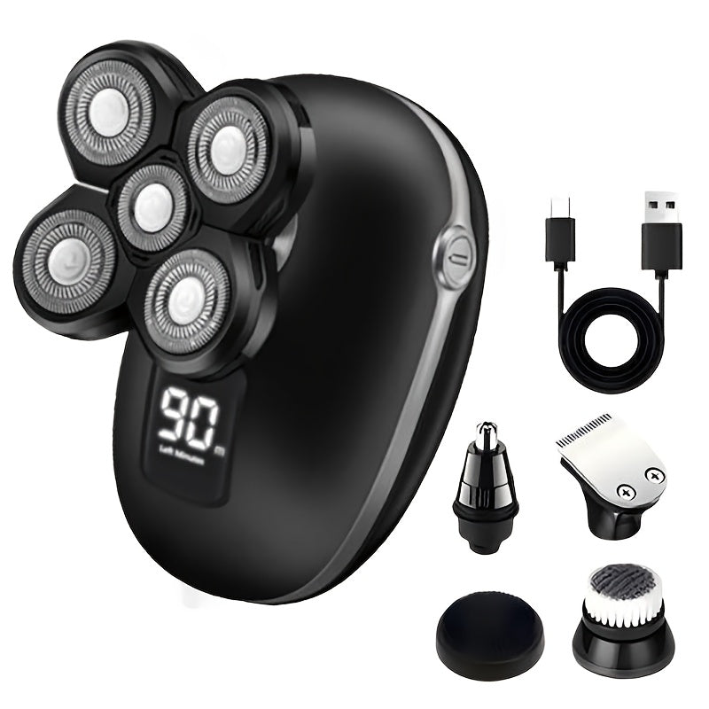Electric Shaver IPX6 Floating Rotary Head with Type-C Charging, LED Display and Five Listed Set or Head Options