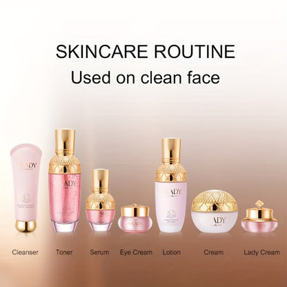 7-Piece Pearl-Themed Skincare Gift Set with Coordinated Facial-Care Bottles and Jars in a Fitted Box