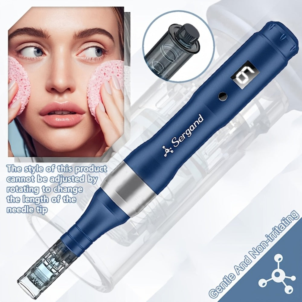 Electric Derma Pen Microneedling Device – Professional 6-Speed Wireless Adjustable Dermapen with 20pcs Replacement Cartridges, Anti-Aging Skin Rejuvenation Microneedle Pen for Face & Body, Gift for Women