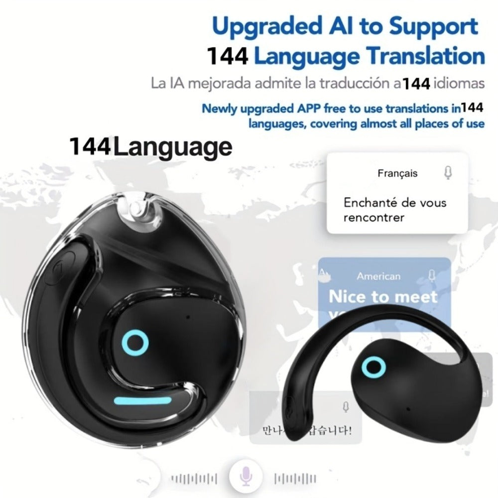 144-Language AI Real-Time Translation Earbuds, Two-Way Interpreter Earphones USB & Battery Rechargeable with Carrying Pouch, for Travel Business Shopping Learning Language Study