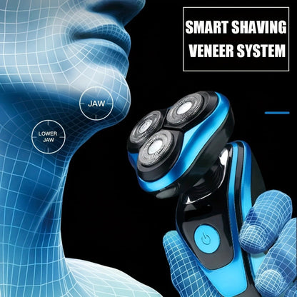 Electric Shaver 3-in-1 Floating-Blade Kit with Nose and Sideburn Trimmers, USB Charging and Digital Display