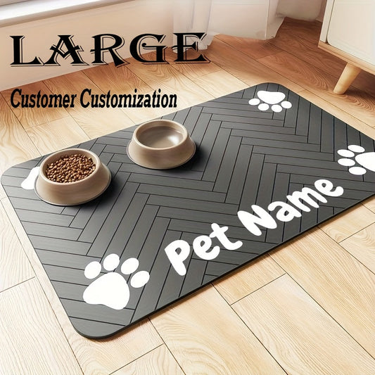 Pet Feeding Mat – Anti-Slip Waterproof Quick-Dry Paw Print Dog & Cat Bowl Pad, Stain-Resistant with Bone Pattern, 3 Styles, 11.81x15.75 Inch