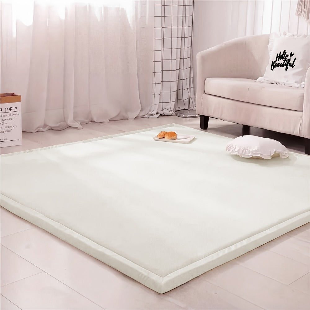 Padded Tatami-Style Area Rug in Six Solid Colors with 50-Inch Square to 79 x 118-Inch Sizes