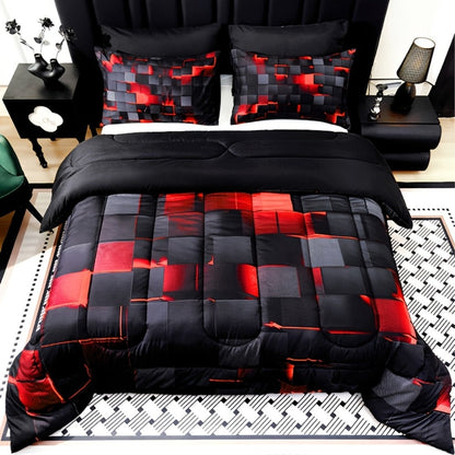 Checkered Quilt Bedding Set in Five Color Designs with Twin, Full, Queen and King Checkout Sizes