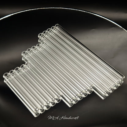 12-Pack Reusable Borosilicate Glass Straw Set with Cleaning Brushes in 6 or 8 Inch Lengths for Drinks