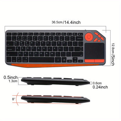Touchpad Wireless Keyboard 2.4G Dual Mode – Backlit Multimedia Hotkeys, Type-C Rechargeable, All-in-One Remote for Smart TV, Android TV Box, Tablet, PC & Computer | Deep Grey
