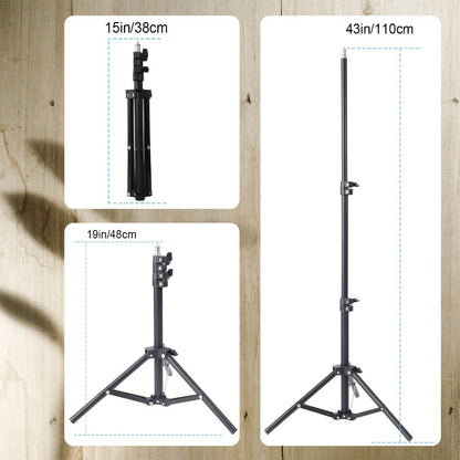 10- or 12-Inch USB Ring Light with Floor Tripod, Center Phone Holder and Three-Color Model Options