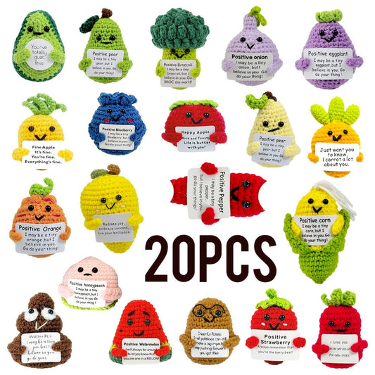 Crochet Doll Set 20pcs Handmade Emotional Support Dolls – Cute Collectible Okra Plush Figures, Birthday Gift for Women Men Mom Dad Kids Teacher Friend Coworker