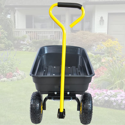 Garden Dump Cart, Steel Frame Pneumatic Tires Lawn Yard Farm Utility Wagon for Garden, Patio and Yard Use