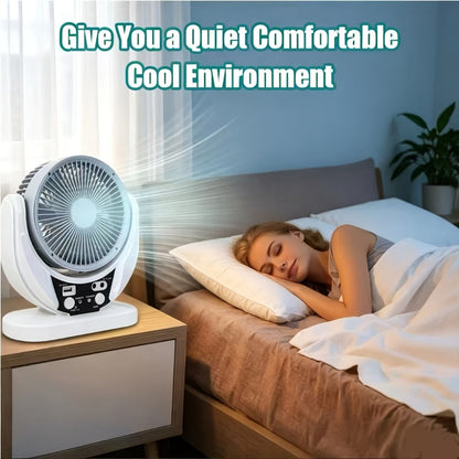 Solar Desk Fan with Adjustable Stand, Separate Panel, USB Input, Phone Output and 1-Piece Package