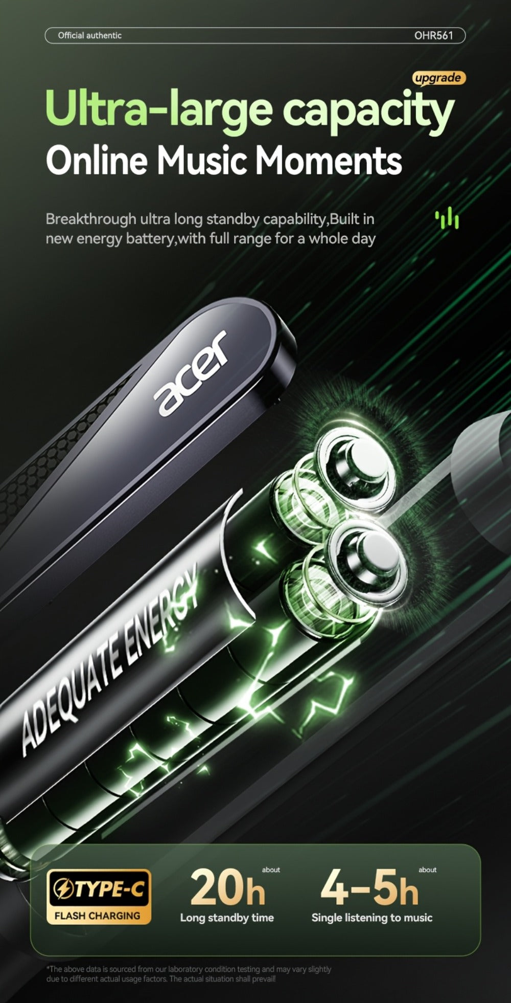 Acer TWS Wireless Earbuds Gaming Mode Low Latency, Noise Isolation Stereo Sound USB-C Charging Long Battery Life