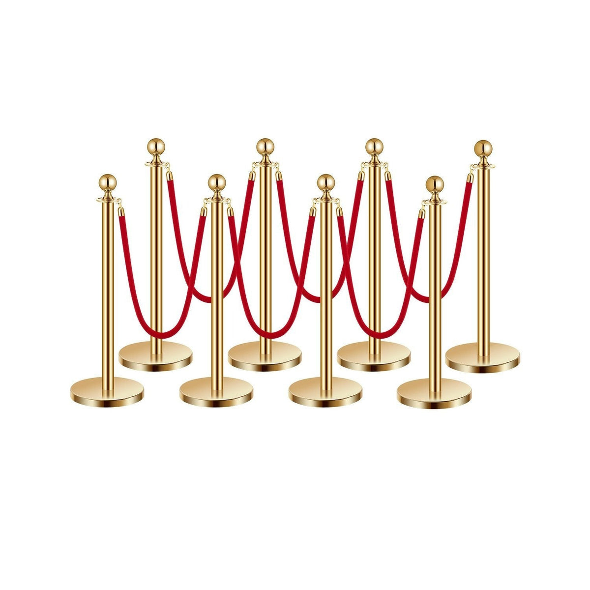 Stanchion Posts with Red Velvet Rope Set - Gold Crowd Control Barrier, for Home, Office and Event Organization
