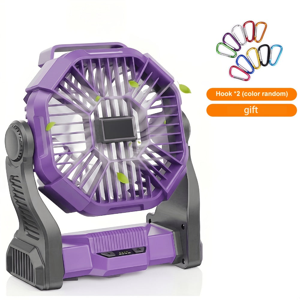 Portable Camping Fan with Hanging Hook, Three-Level Lantern and 12 Color or Style Options Pictured