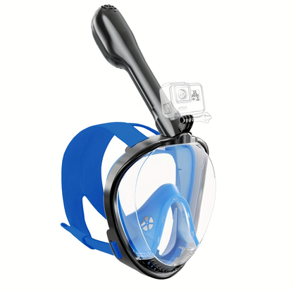Full Face Snorkel Mask 180° Panoramic View Anti-Fog Anti-Leak Snorkeling Mask with Dry Top Breathing System and Removable Camera Mount for Adults Men Women - Safe Comfortable Diving Mask