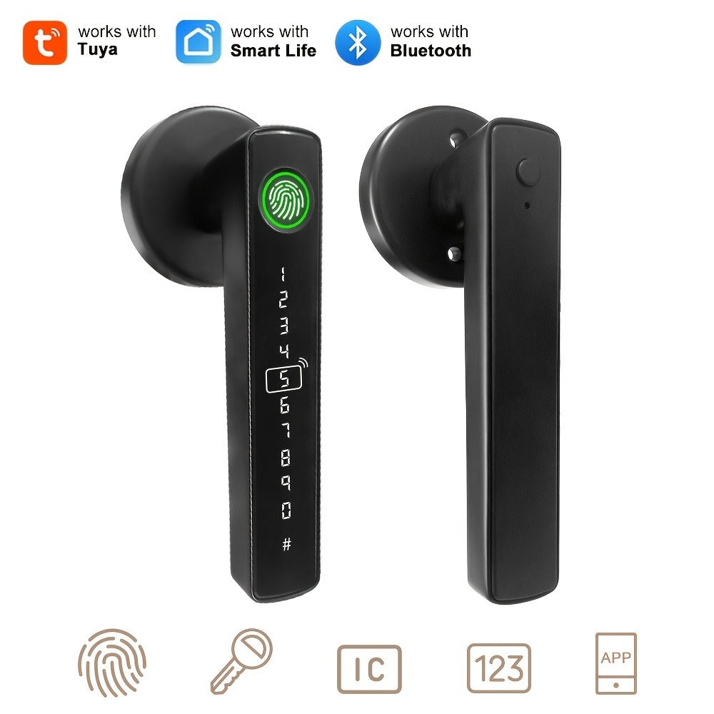 Smart Door Lock Handle with Fingerprint, Keypad, IC Card, App and Key in Single or Double Row Options