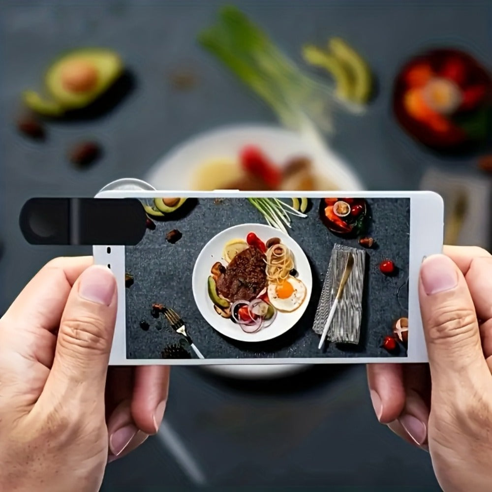 Twelve-Times Clip-On Telephoto Lens for Smartphones with Adjustable Focus and Pictured 3.2 cm Body Width
