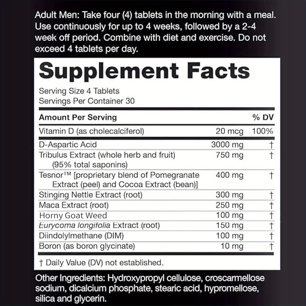 Five-Bottle Botanical Men's Health Supplement Tablet Set with Coordinated Containers and Labels