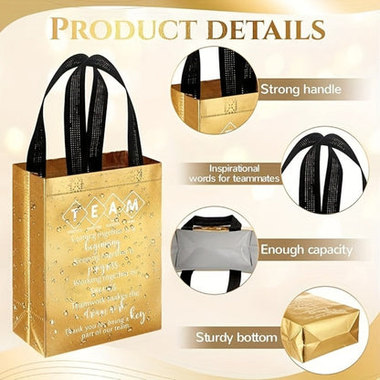 Gift Bag Set Employee Appreciation Print, 15 Random-Color Non-Woven Handle Bags in Ten Message Designs