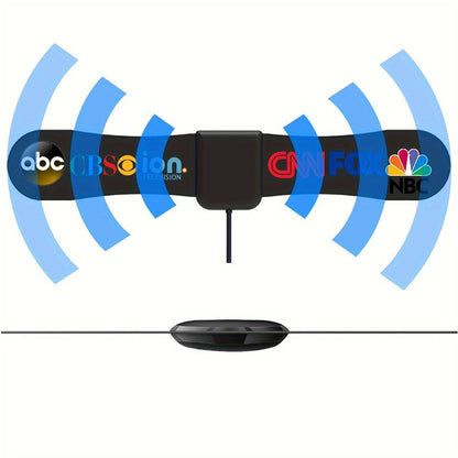 TV Antenna with Ultra-Thin Arc Panel, 10-Inch Horizontal Body and Clip or Adhesive Indoor Mounting