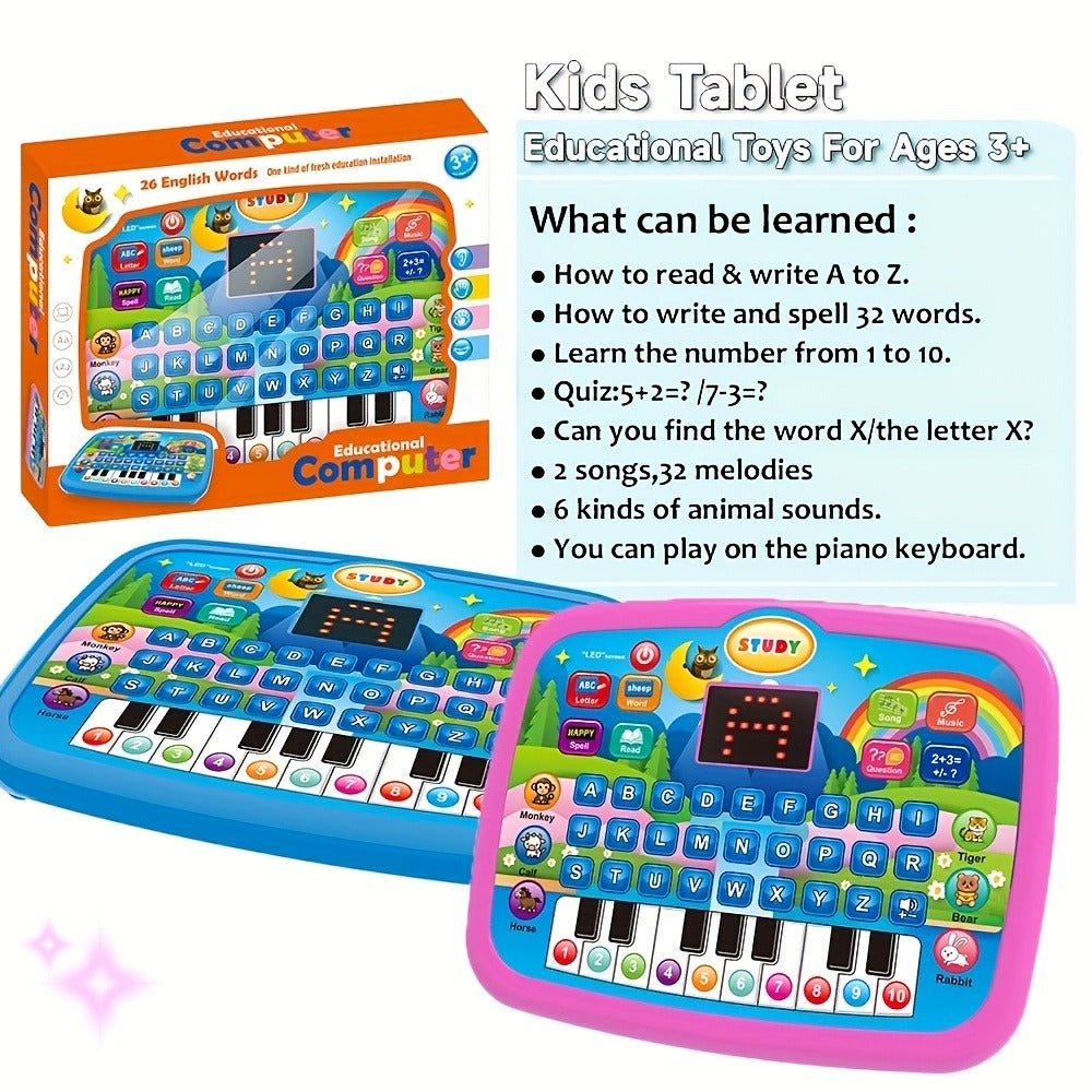 Educational Learning Tablet for Kids Ages 3-6 — Multifunctional Alphabet Numbers Music Animal Sounds & Piano Toy, Interactive Electronic Learning Machine for Toddlers Boys Girls, Birthday Christmas Gift