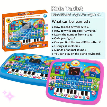 Educational Learning Tablet for Kids Ages 3-6 — Multifunctional Alphabet Numbers Music Animal Sounds & Piano Toy, Interactive Electronic Learning Machine for Toddlers Boys Girls, Birthday Christmas Gift