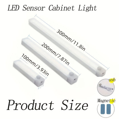 Under Cabinet Lights Motion Sensor 12 Pack USB Rechargeable Wireless Magnetic LED Night Light - 3 Modes Dimmable for Kitchen Wardrobe Closet Stairs Bedroom Bathroom Indoor - 10cm 20cm 30cm